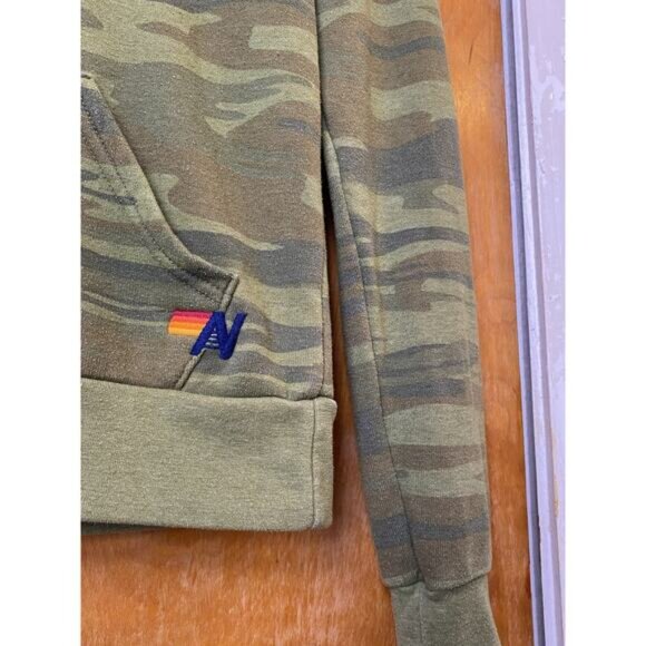 Aviator Nation Camo Bolt Hoodie Sweatshirt Green Bolt Slim Fit Pullover Size XS - Picture 3 of 7